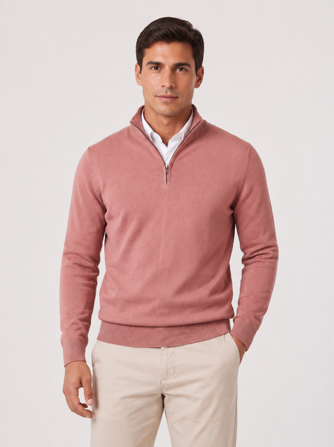Men’s Quarter-Zip Jumper with Stand Collar