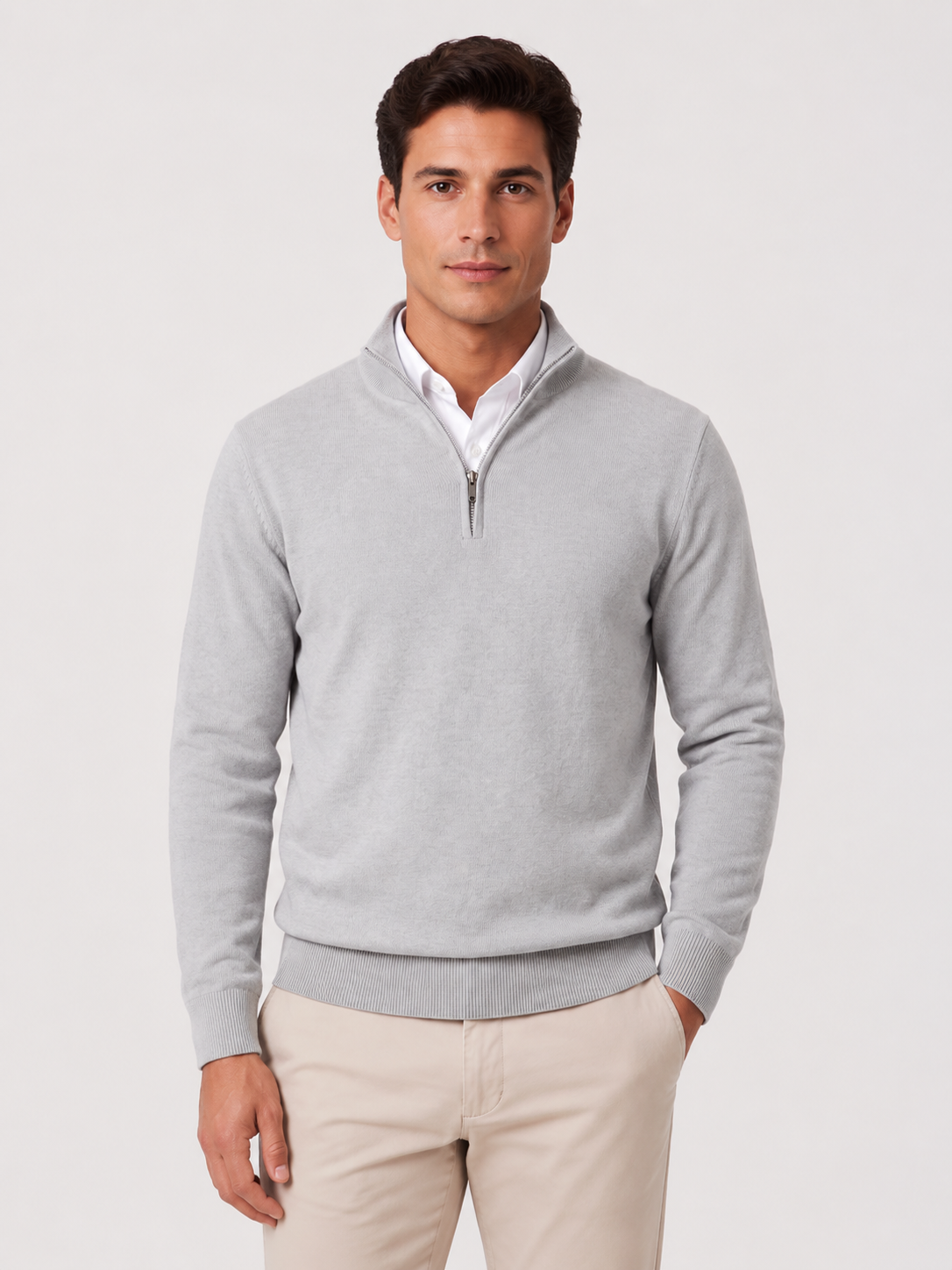 Men’s Quarter-Zip Jumper with Stand Collar
