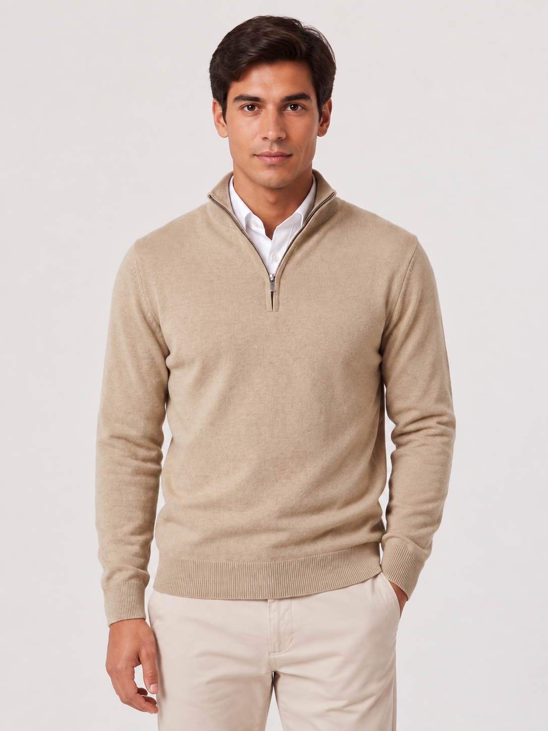 Men’s Quarter-Zip Jumper with Stand Collar