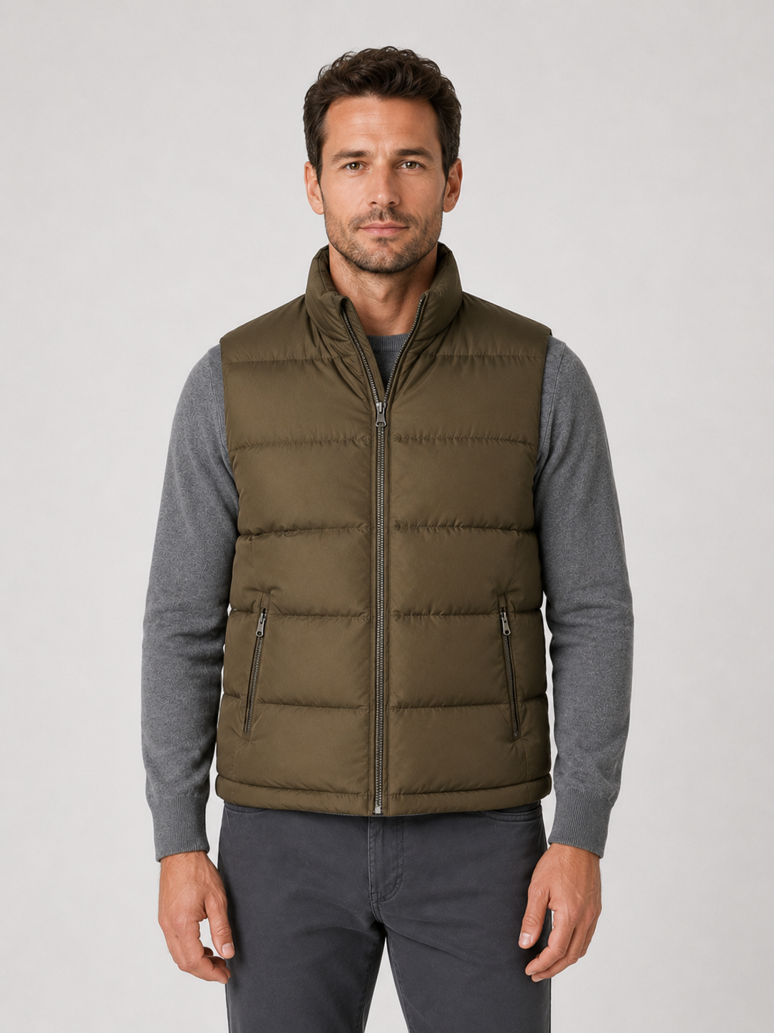 Men’s Quilted Gilet Jacket with Full-Zip Front