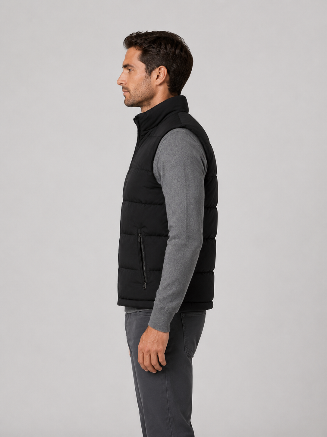 Men’s Quilted Gilet Jacket with Full-Zip Front