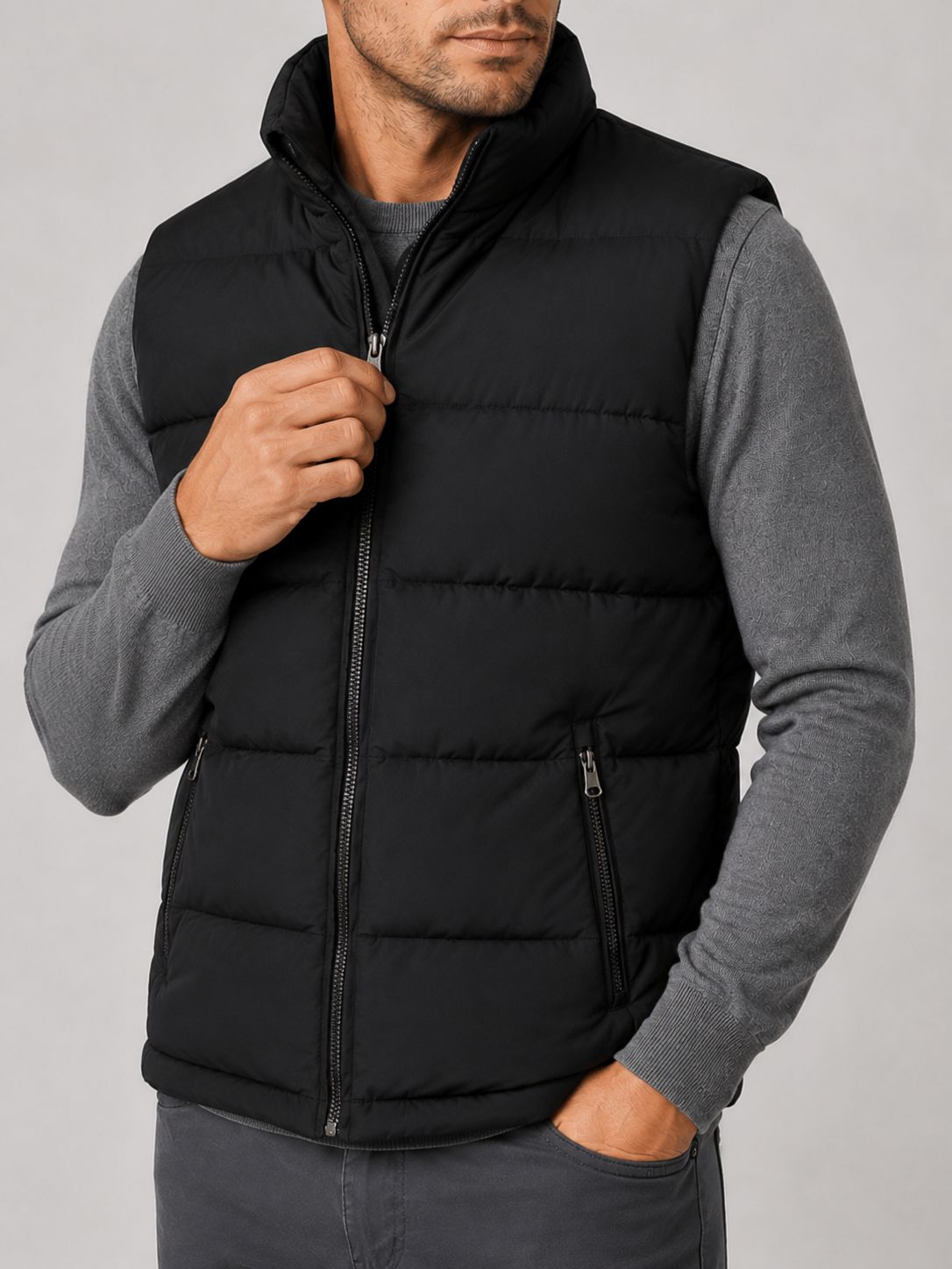 Men’s Quilted Gilet Jacket with Full-Zip Front