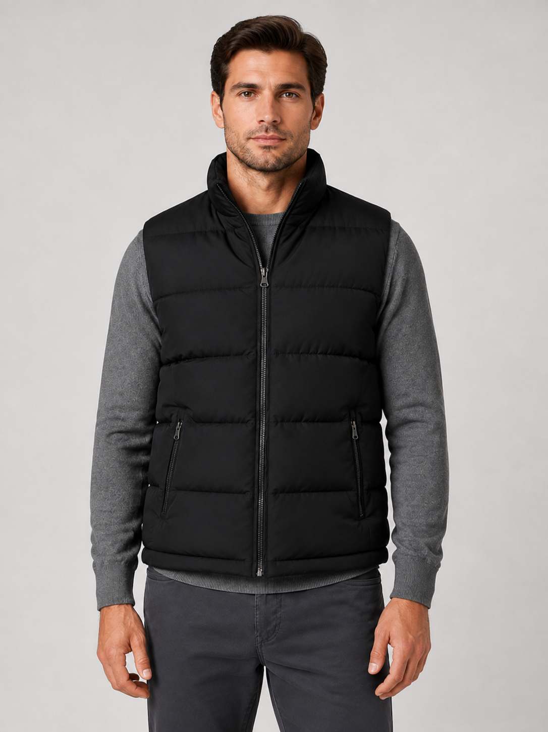 Men’s Quilted Gilet Jacket with Full-Zip Front