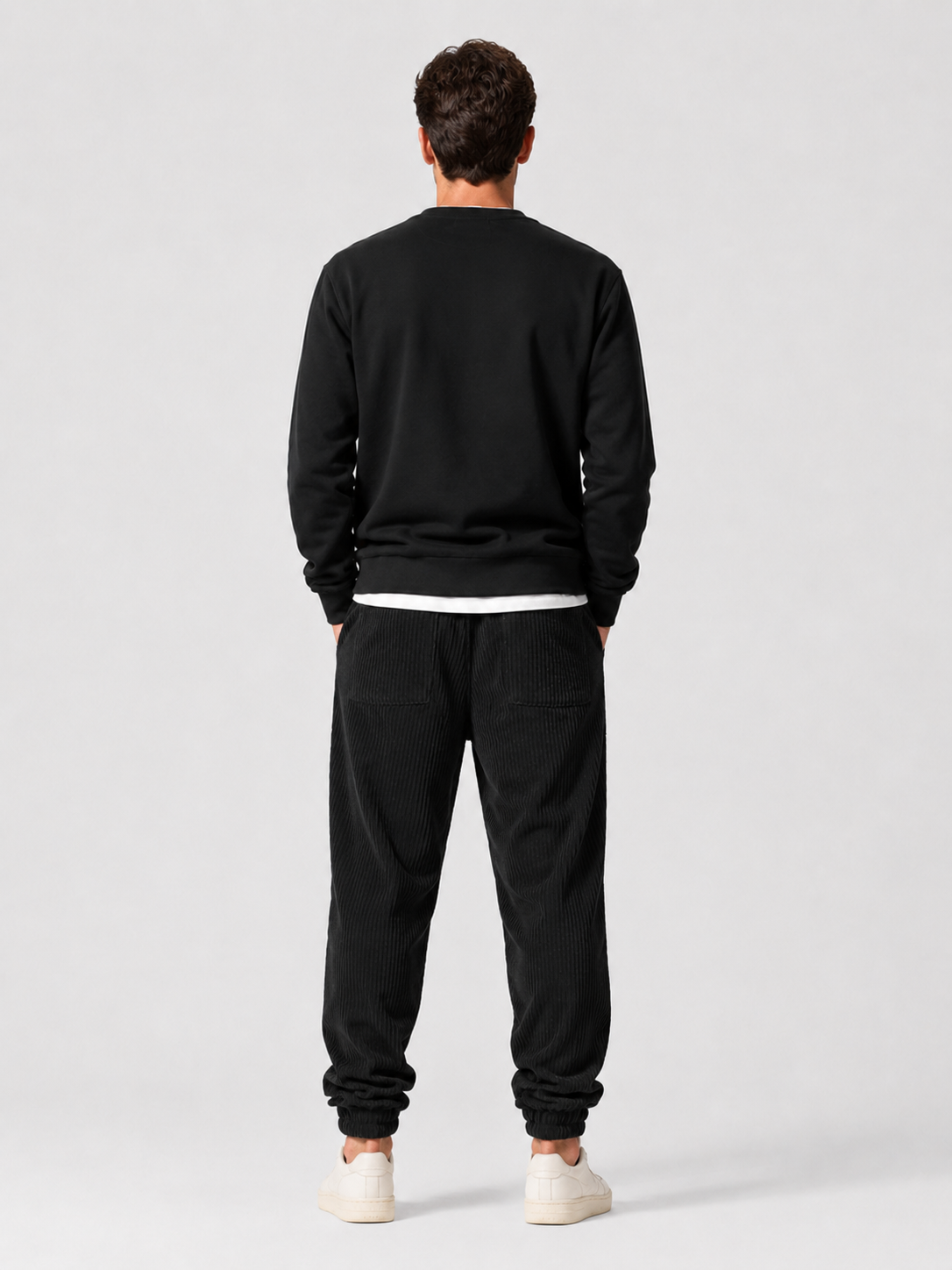 Men’s Ribbed Joggers Trousers with Drawcord Waist