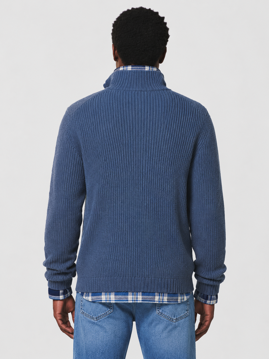 Men’s Ribbed Jumper with Quarter-Zip Neck