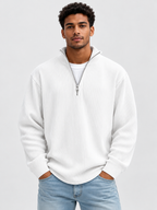 Men’s Ribbed Quarter-Zip Jumper with Stand Collar