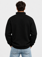 Men’s Ribbed Quarter-Zip Jumper with Stand Collar