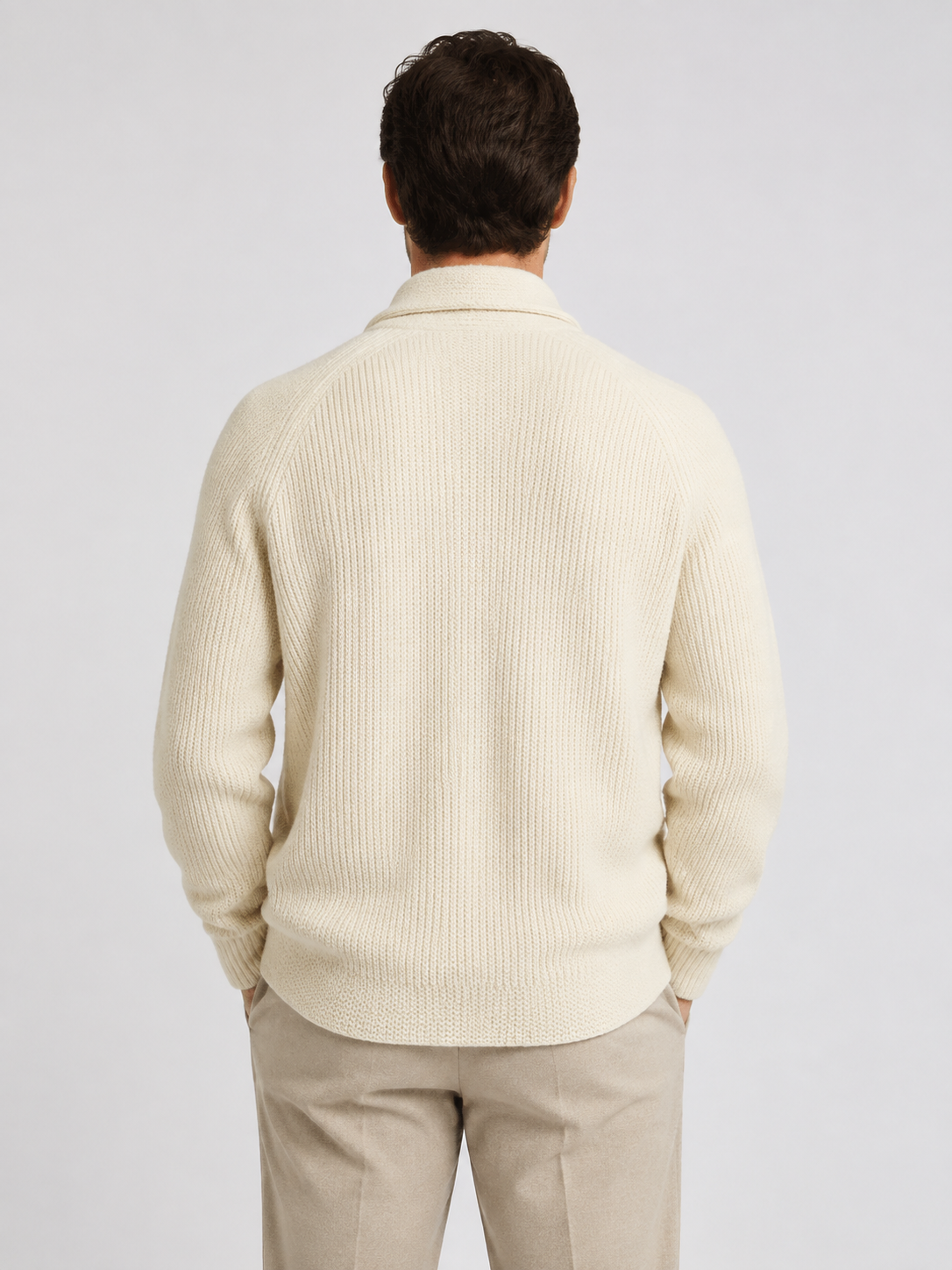 Men's Shawl Collar Ribbed Knit Cardigan