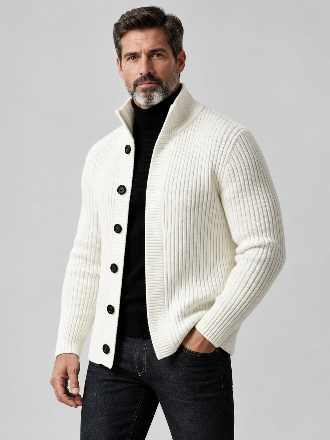 Men's Single-Breasted Knit Cardigan