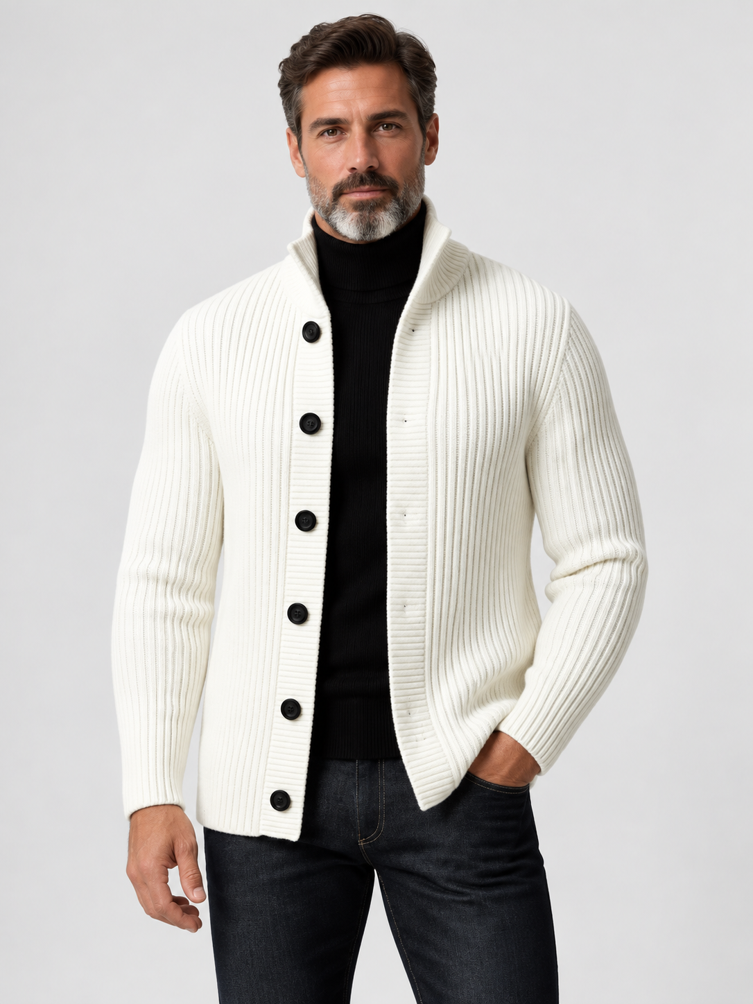 Men's Single-Breasted Knit Cardigan