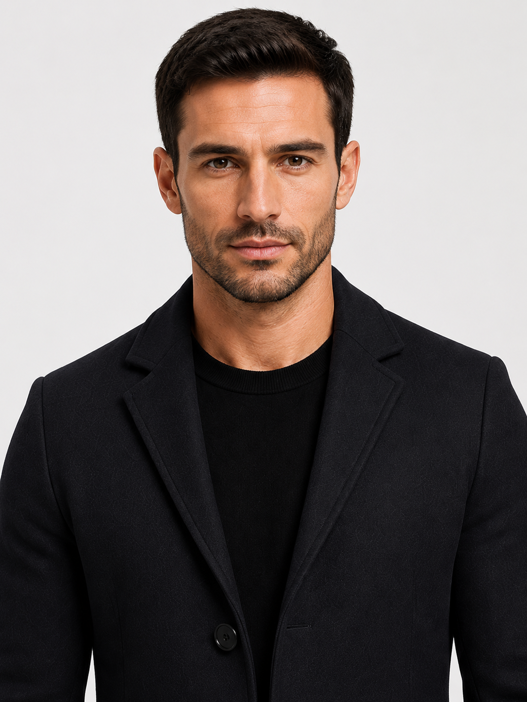 Men’s Single-Breasted Overcoat with Notch Lapels
