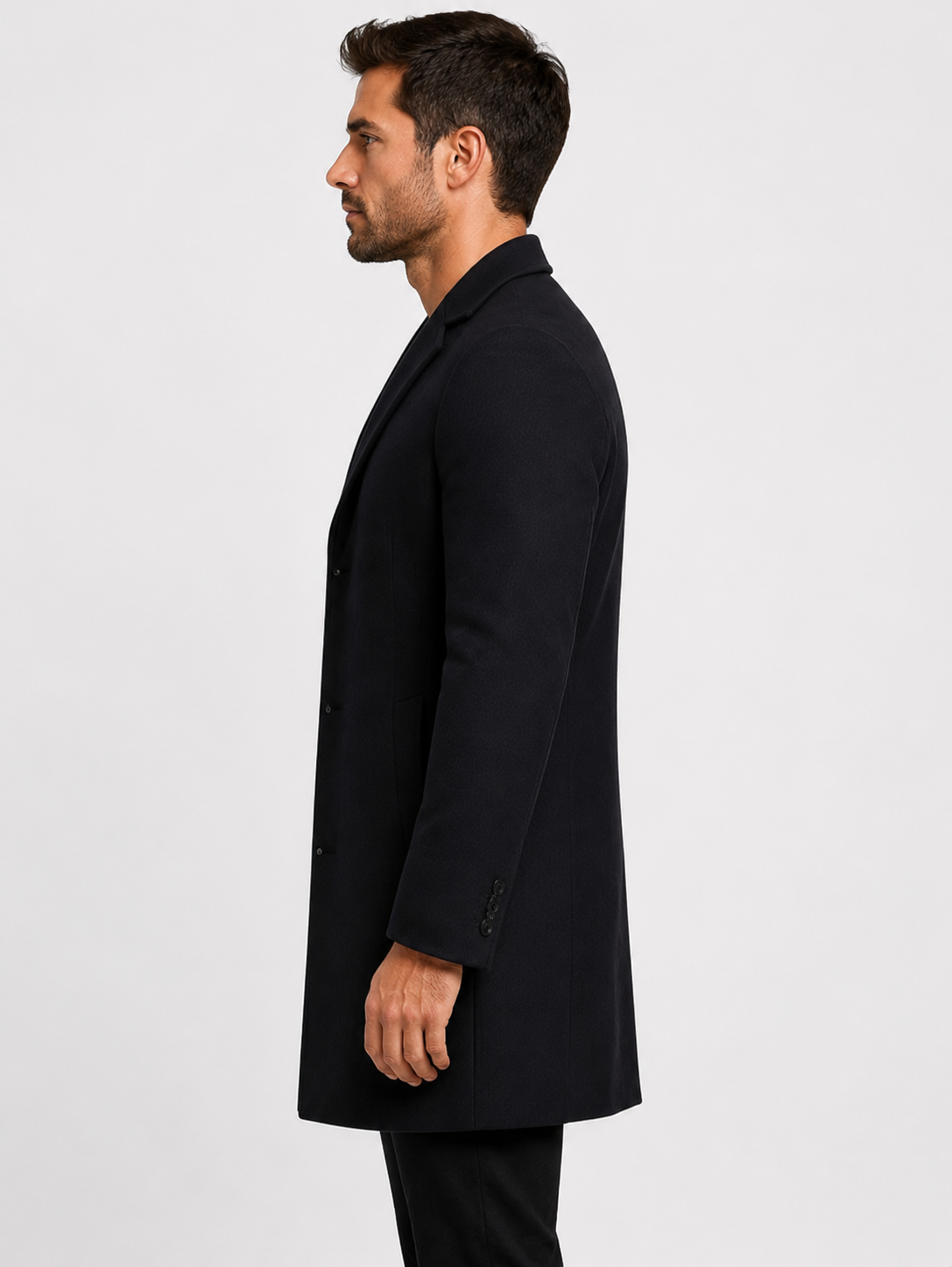 Men’s Single-Breasted Overcoat with Notch Lapels