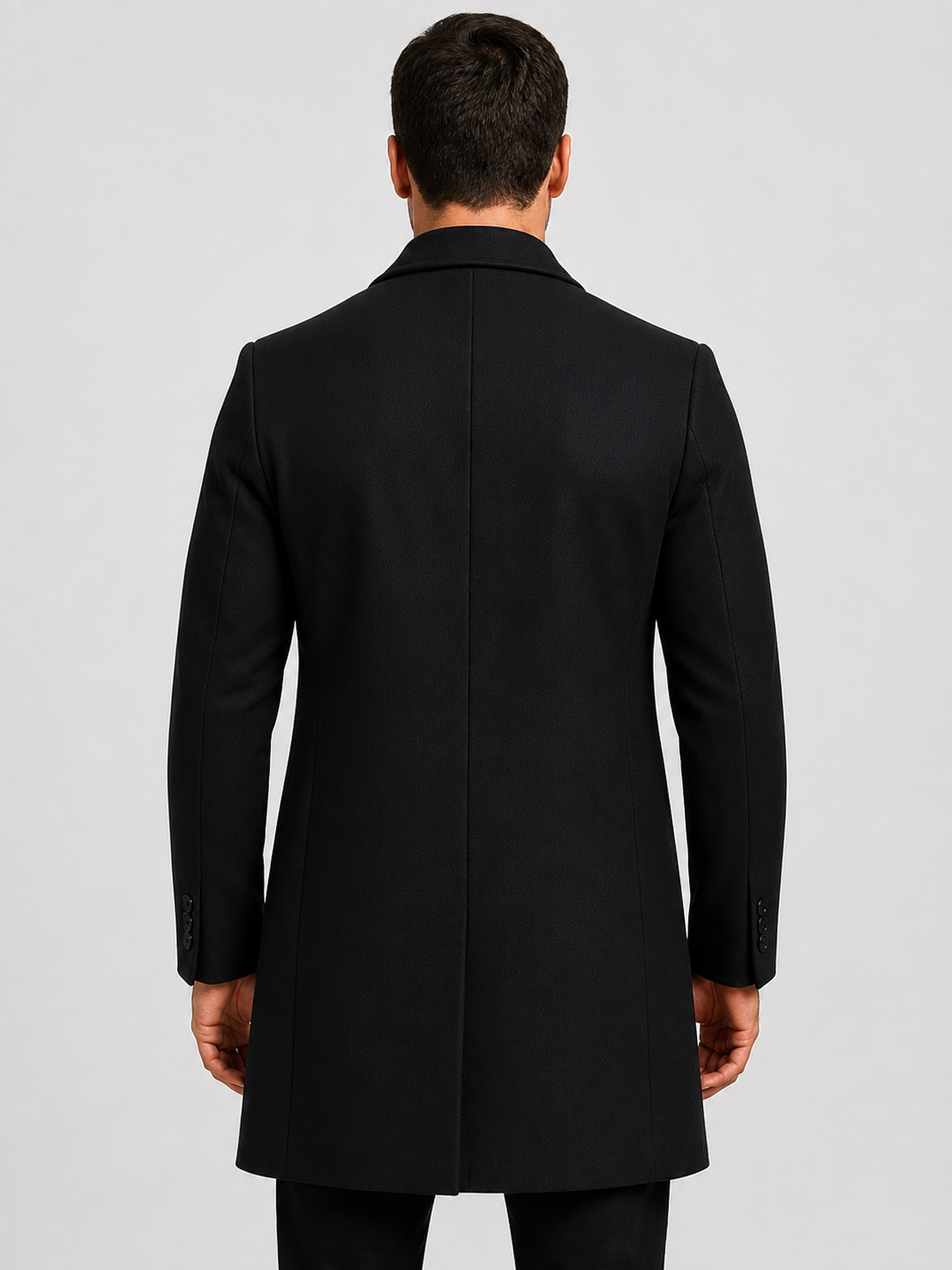 Men’s Single-Breasted Overcoat with Notch Lapels
