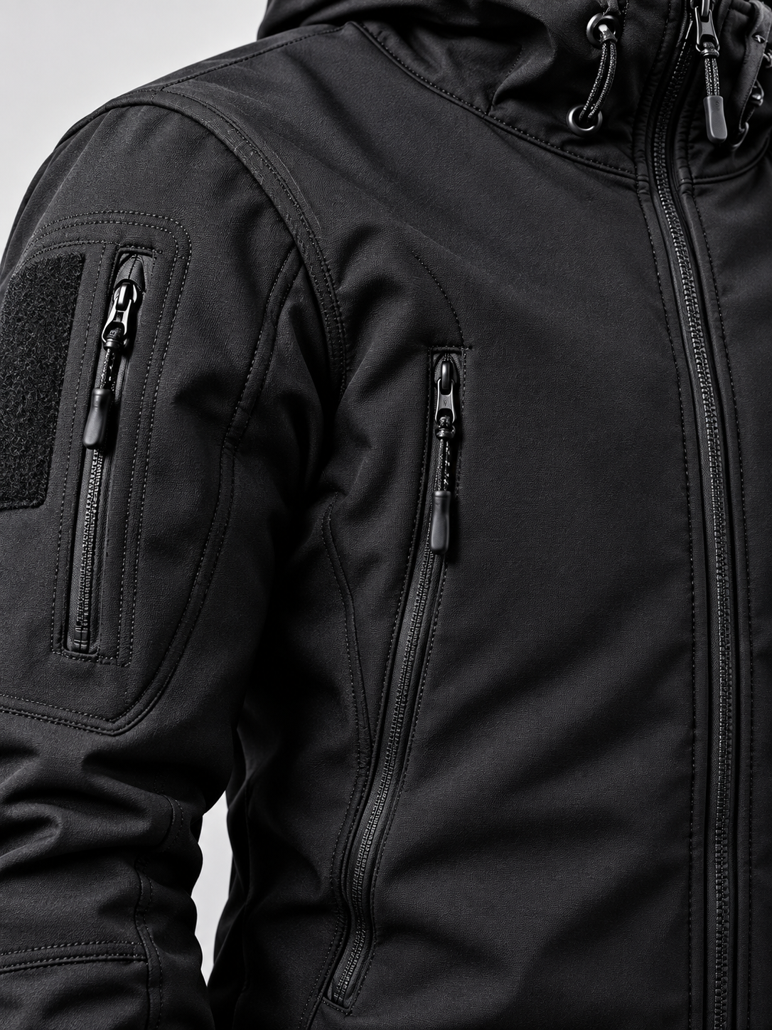 Men's Softshell Zip-Front Jacket with Multiple Pockets