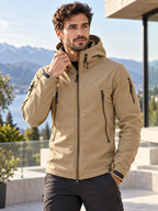Men's Softshell Zip-Front Jacket with Multiple Pockets
