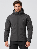 Men's Softshell Zip-Front Jacket with Multiple Pockets