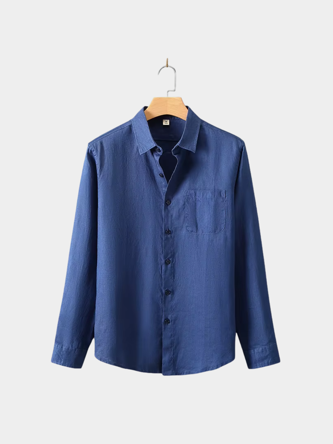 Men’s Solid Gray Button-Up Shirt with Chest Pocket