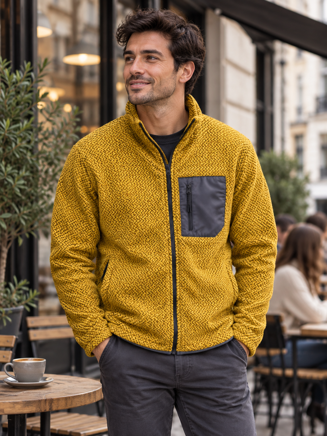 Men's Stand Collar Zip-Up Outdoor Jacket