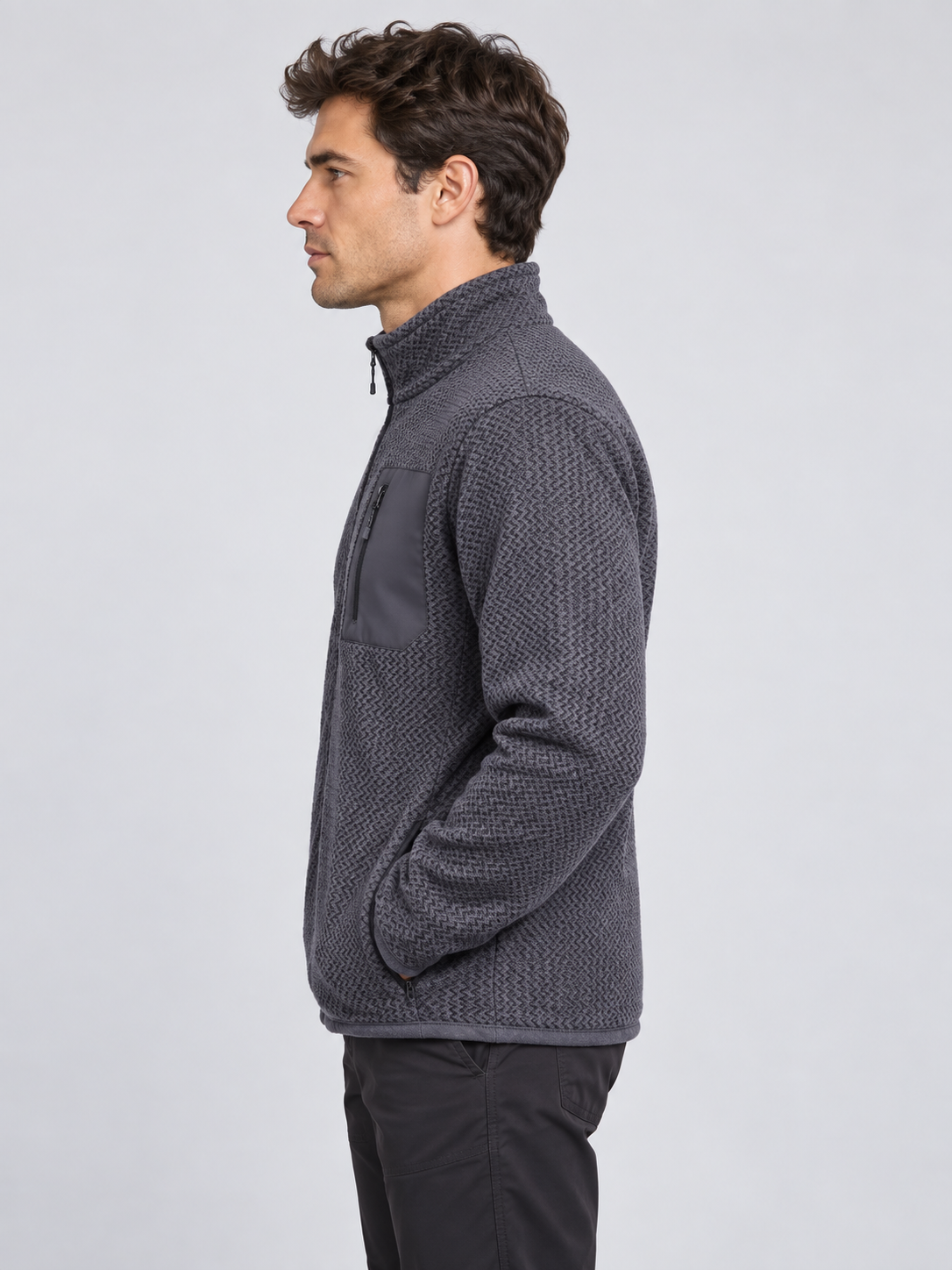 Men's Stand Collar Zip-Up Outdoor Jacket