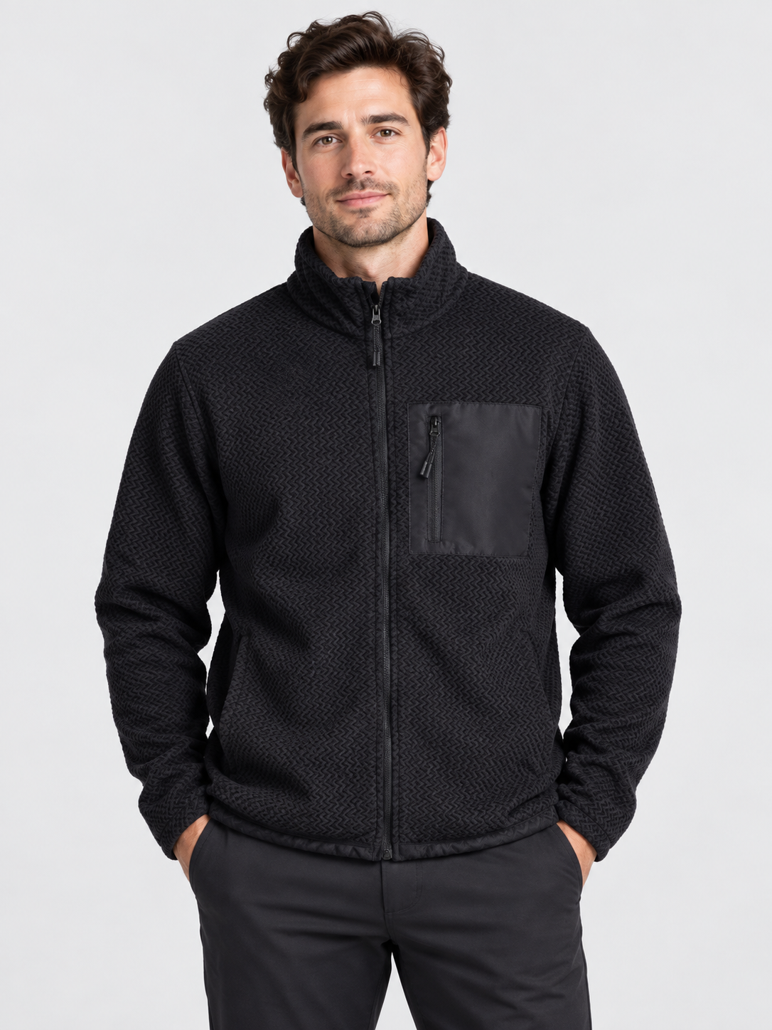 Men's Stand Collar Zip-Up Outdoor Jacket
