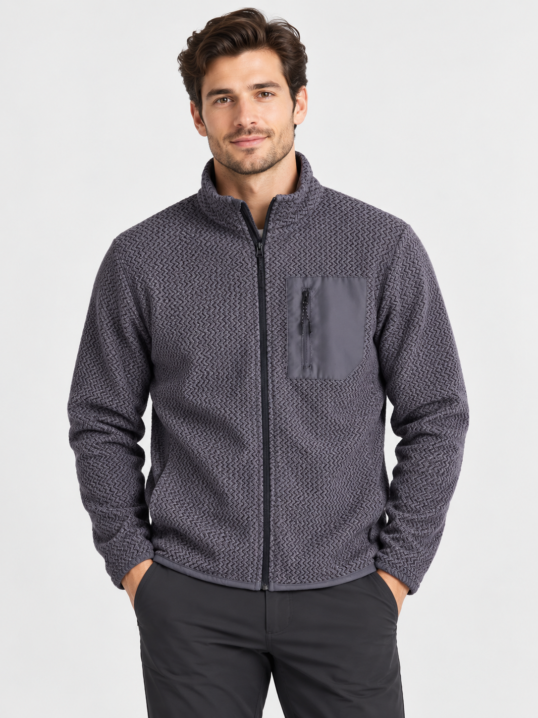 Men's Stand Collar Zip-Up Outdoor Jacket