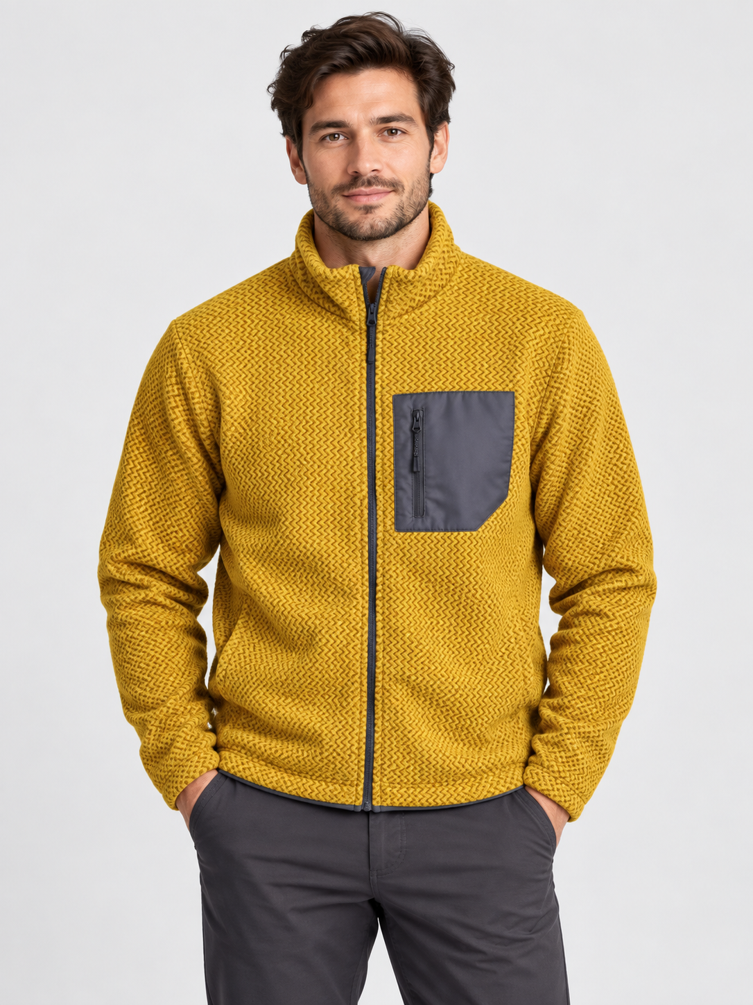 Men's Stand Collar Zip-Up Outdoor Jacket