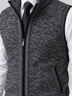Men's Stand Collar Zip-Up Sleeveless Knit Cardigan Vest