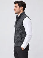 Men's Stand Collar Zip-Up Sleeveless Knit Cardigan Vest