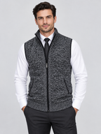 Men's Stand Collar Zip-Up Sleeveless Knit Cardigan Vest