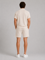 Men’s Textured Polo and Shorts Two-Piece Set
