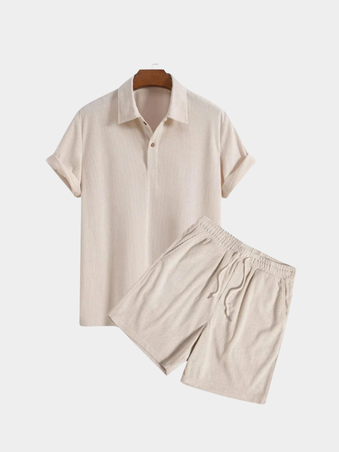 Men’s Textured Polo and Shorts Two-Piece Set