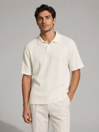 Men’s Textured Short Sleeve Zip Polo Shirt