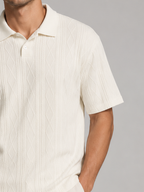 Men’s Textured Short Sleeve Zip Polo Shirt