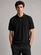 Men’s Textured Short Sleeve Zip Polo Shirt