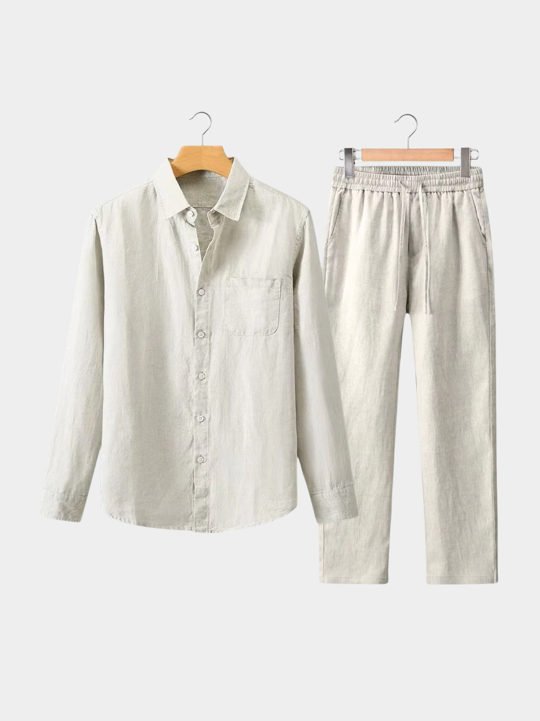 Men’s Two Piece Set with Long Sleeve Shirt and Trousers