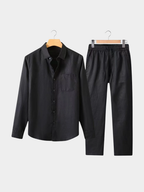 Men’s Two Piece Set with Long Sleeve Shirt and Trousers