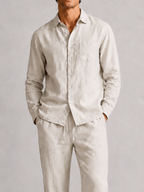 Men’s Two Piece Set with Long Sleeve Shirt and Trousers