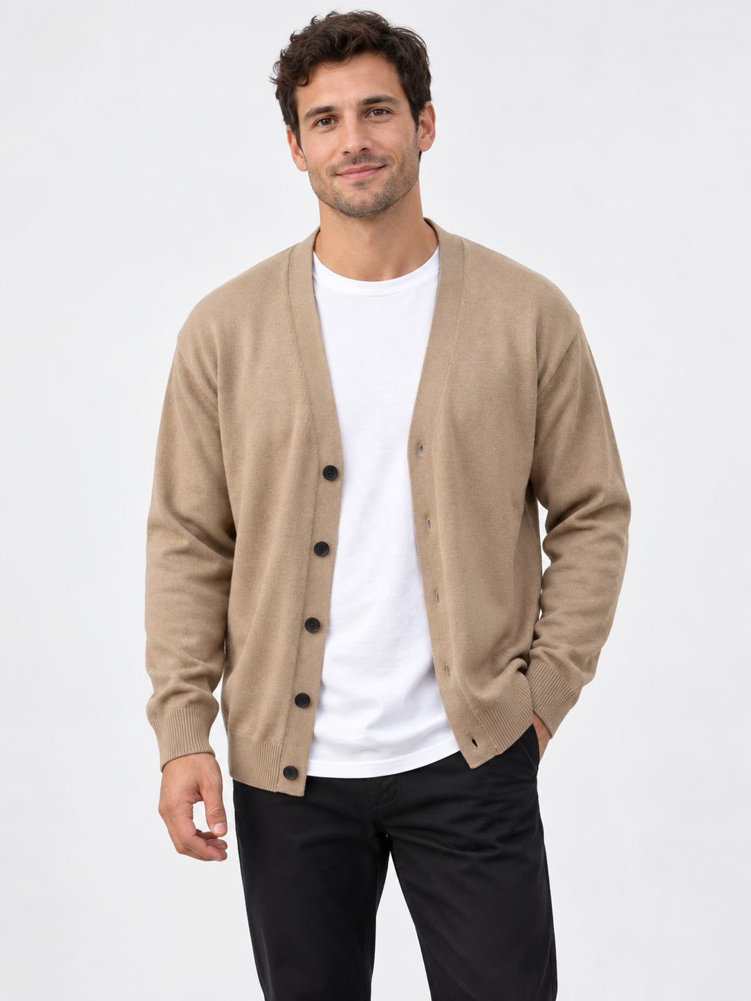 Men's V-Neck Button Knit Cardigan
