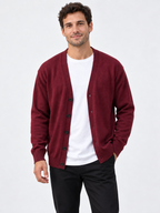 Men's V-Neck Button Knit Cardigan