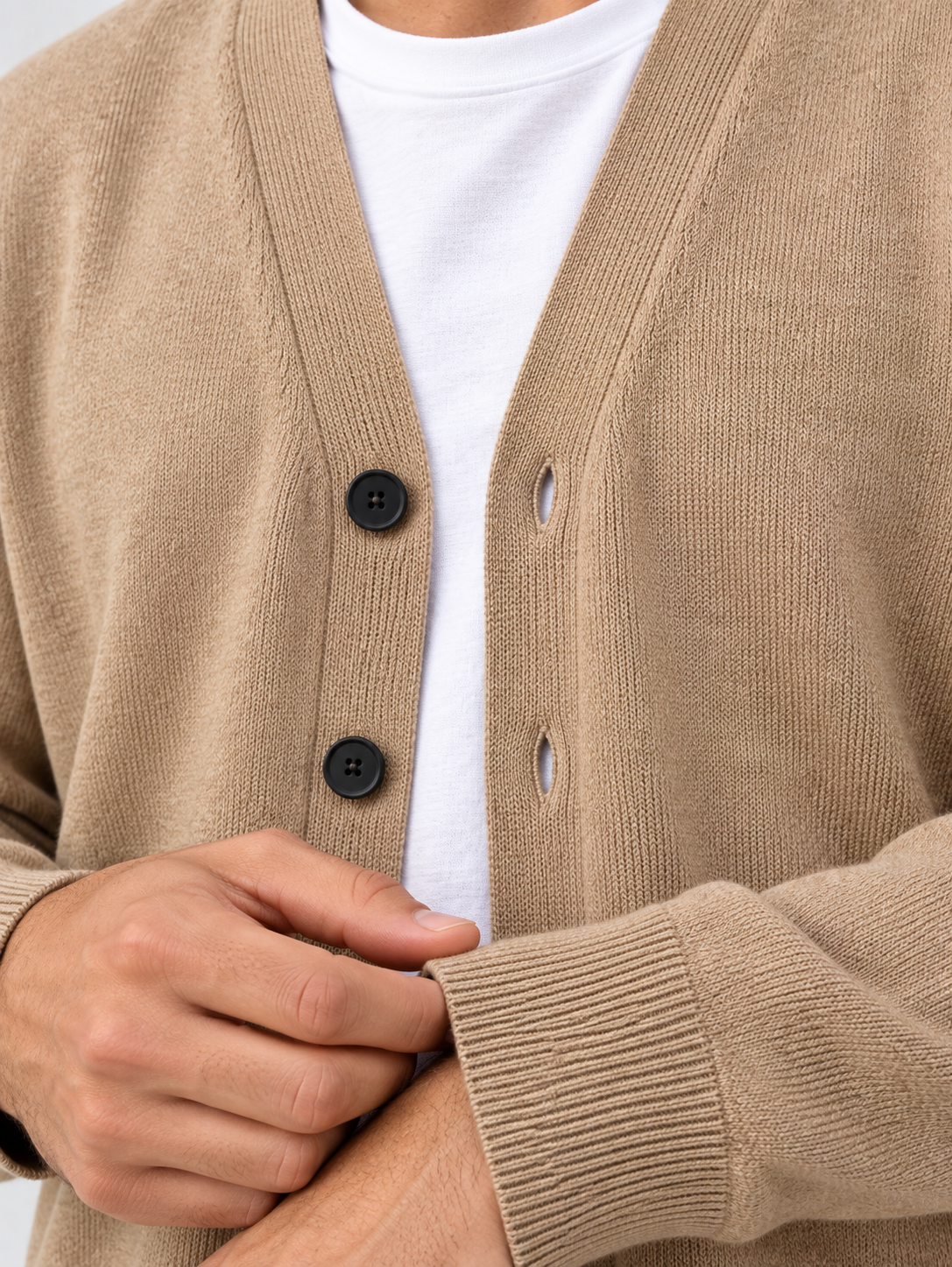 Men's V-Neck Button Knit Cardigan