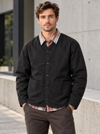 Men's V-Neck Open-Front Cardigan Coat with Long Sleeves
