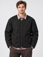 Men's V-Neck Open-Front Cardigan Coat with Long Sleeves