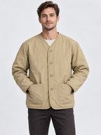 Men's V-Neck Open-Front Cardigan Coat with Long Sleeves