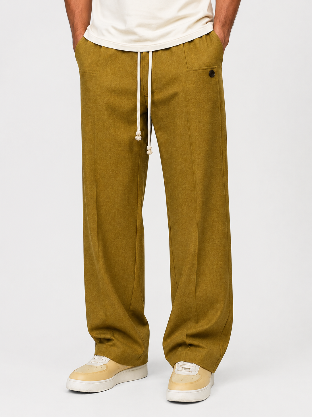 Men’s Wide-Leg Trousers with Drawstring Waist