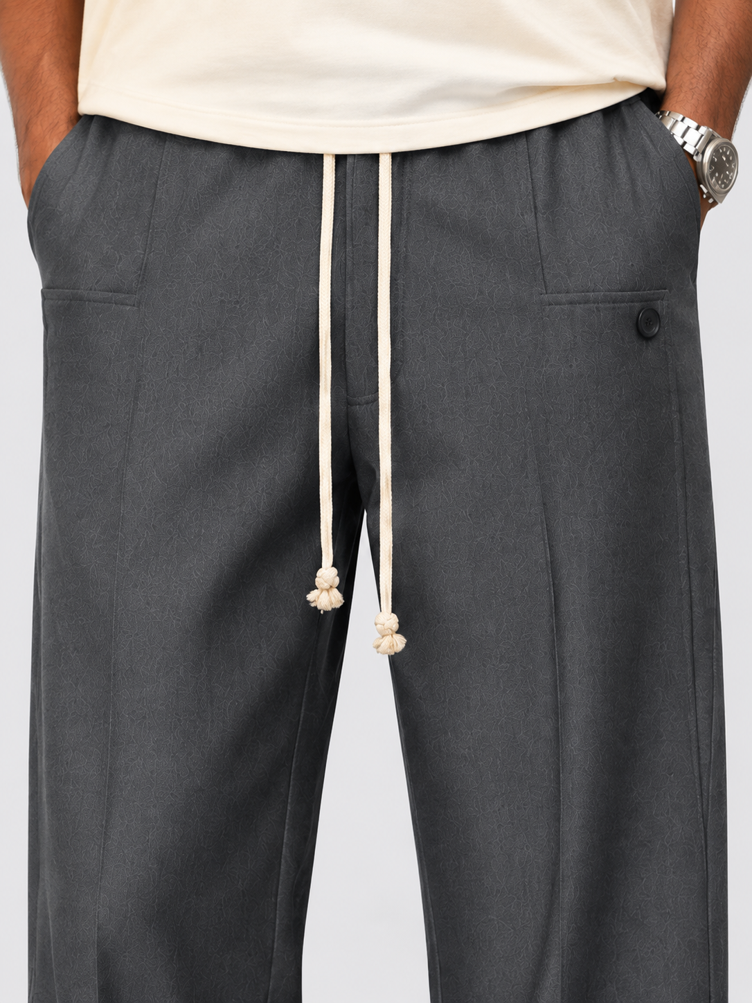 Men’s Wide-Leg Trousers with Drawstring Waist