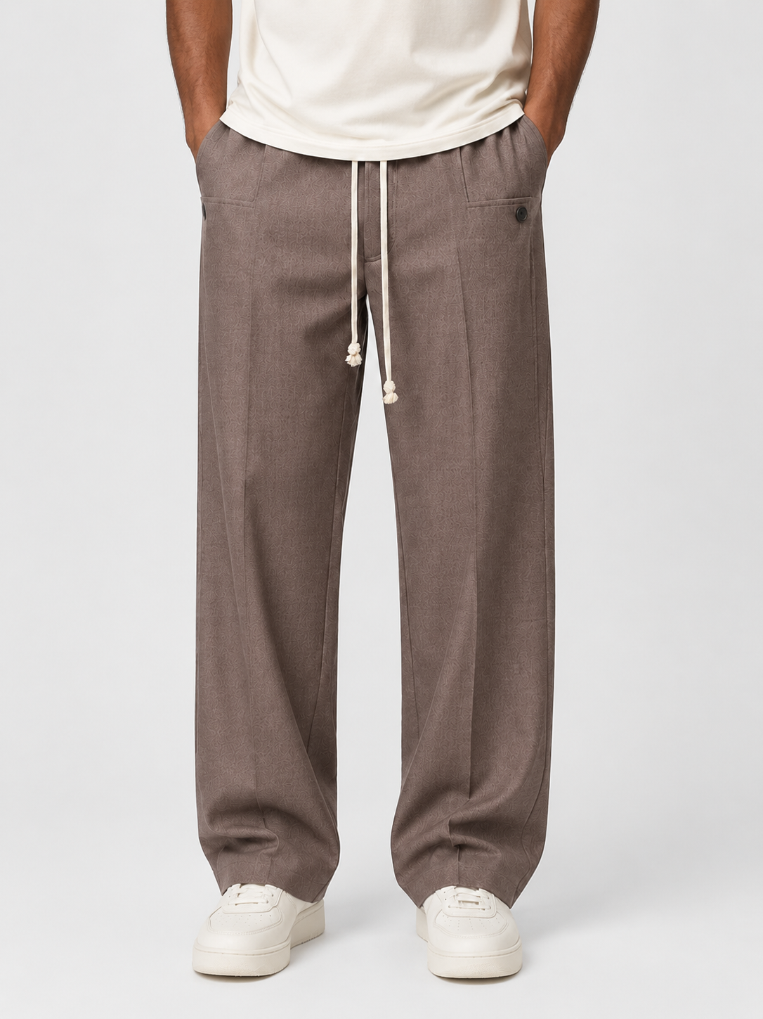 Men’s Wide-Leg Trousers with Drawstring Waist