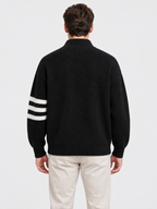 Men's Zip-Front Knit Striped Cardigan Coat
