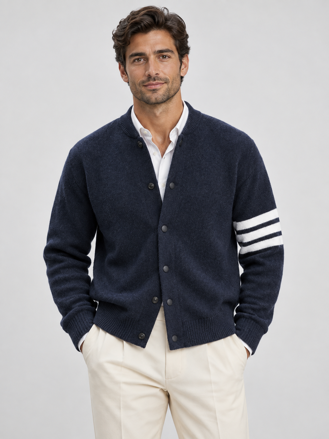 Men's Zip-Up Fine Knit Cardigan