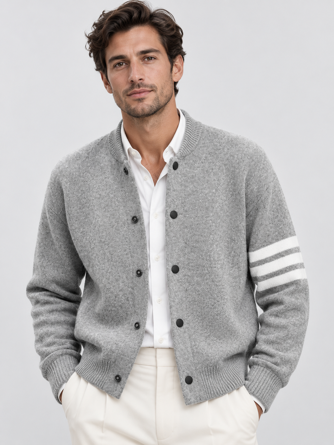 Men's Zip-Up Fine Knit Cardigan