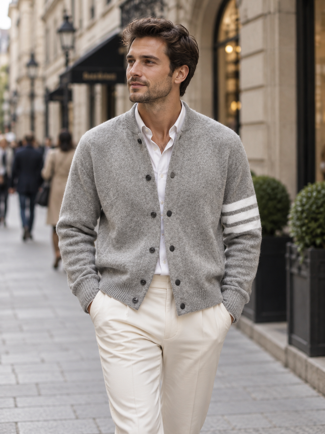 Men's Zip-Up Fine Knit Cardigan